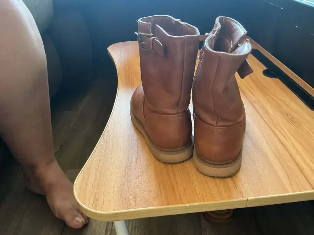Toddler Girl Brown Faux Leather Side-Zip Buckle Boots